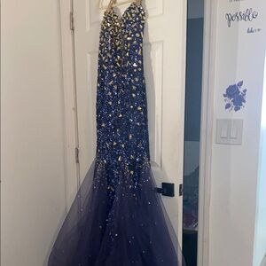 Panoply vintage Stunning Blue and rhinestone Gown